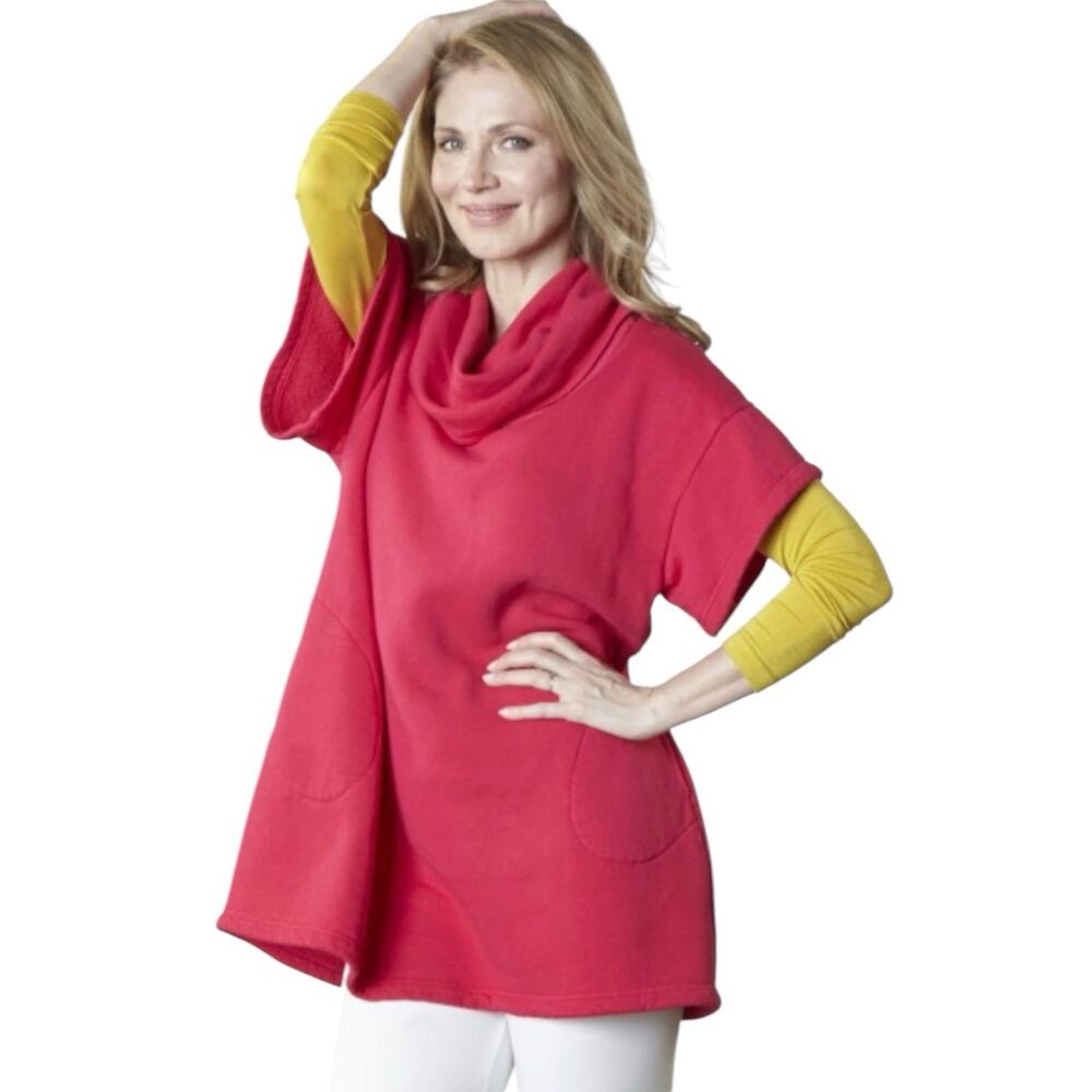 Bryn Walker Women Medium Pink cowl neck short sleeve Branson Tunic